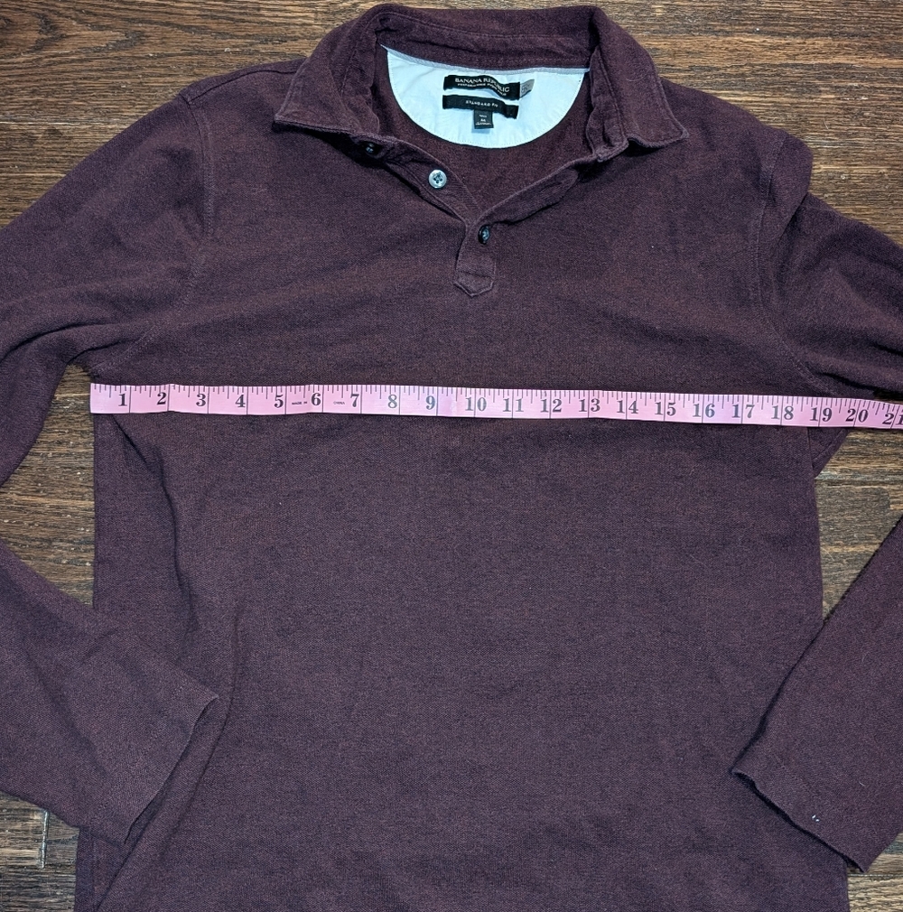 Banana Republic Performance Pique Polo Long Sleeves Deep Red - Picture 6 of 7